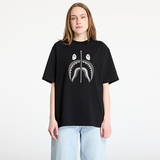 A BATHING APE Chain Stitch Shark Relaxed Fit Tee UNISEX Black