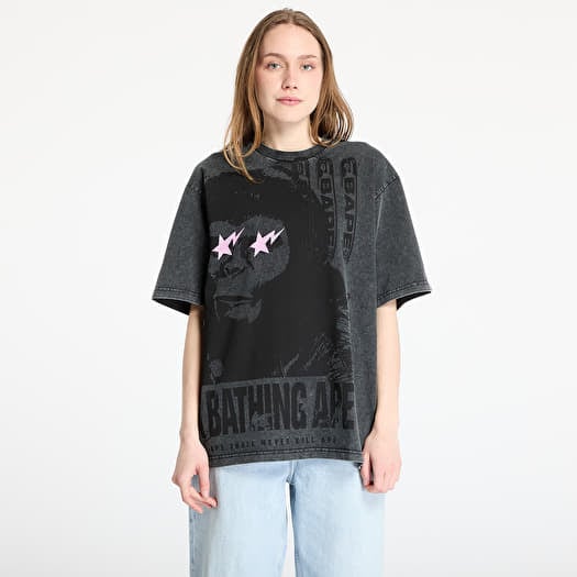 A BATHING APE Garment Dye Multi Logo Relaxed Fit Tee Black