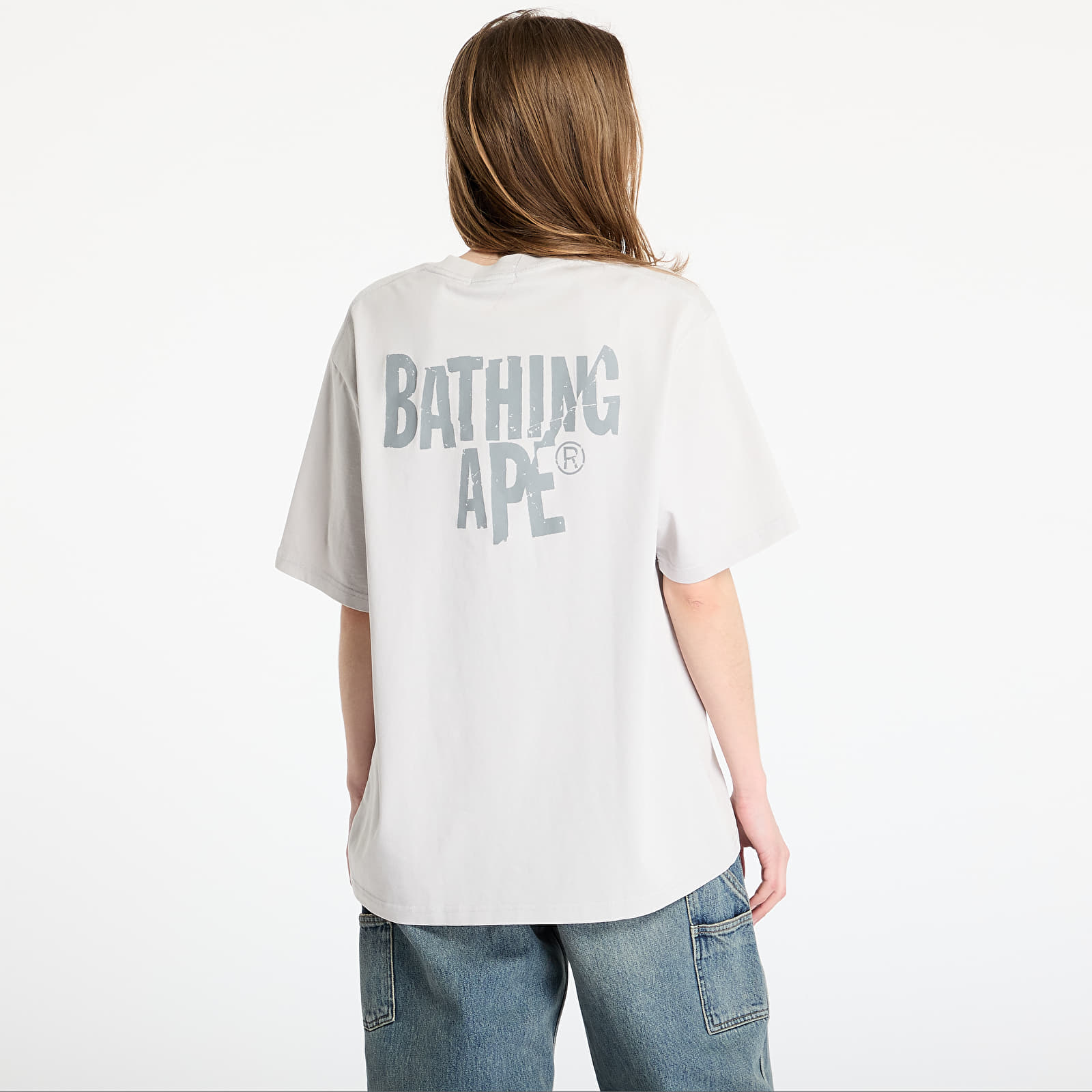 Men's T-shirts A BATHING APE Heavy Washed Ape Head Relaxed Fit Tee UNISEX Gray
