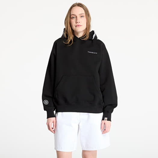 A BATHING APE Shark Logo Relaxed Fit Pullover Hoodie UNISEX Black