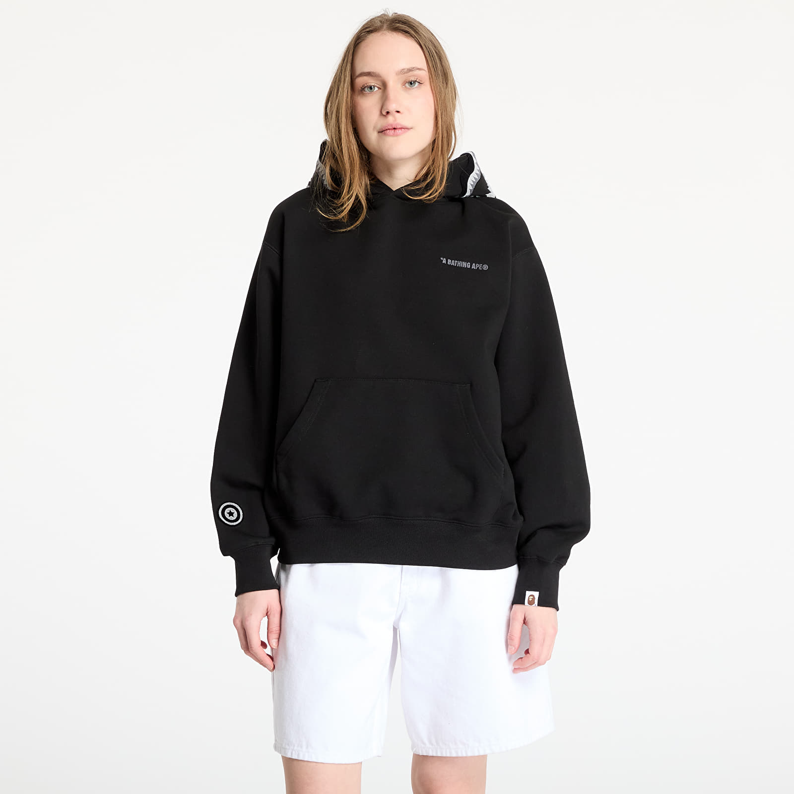 Men's hoodies A BATHING APE Shark Logo Relaxed Fit Pullover Hoodie UNISEX Black