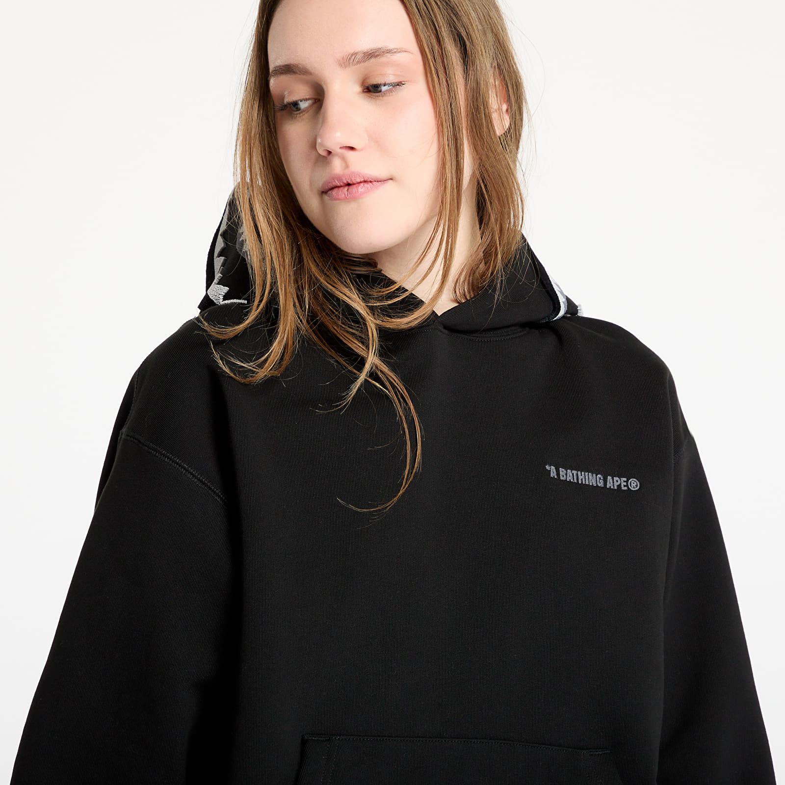 Men's hoodies A BATHING APE Shark Logo Relaxed Fit Pullover Hoodie UNISEX Black