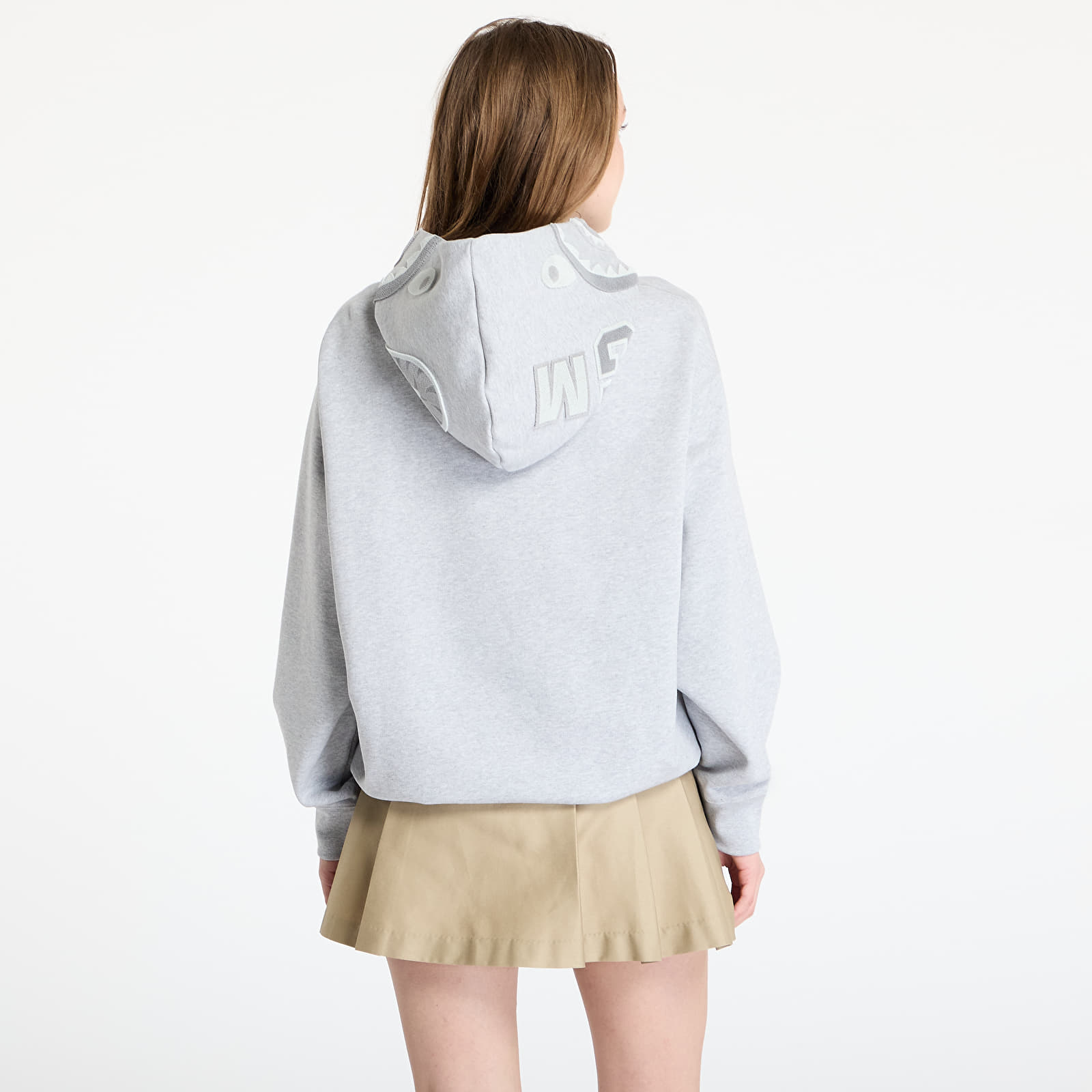 Vīriešu kapuces A BATHING APE Shark Logo Relaxed Fit Pullover Hoodie UNISEX Gray
