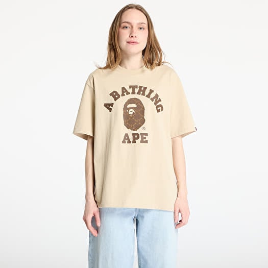 A BATHING APE College Monogram College Relaxed Fit Tee UNISEX Beige