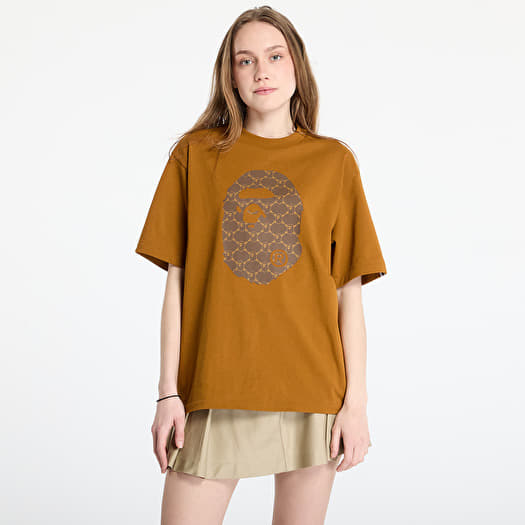 A BATHING APE College Monogram Ape Head Relaxed Fit Tee UNISEX Beige
