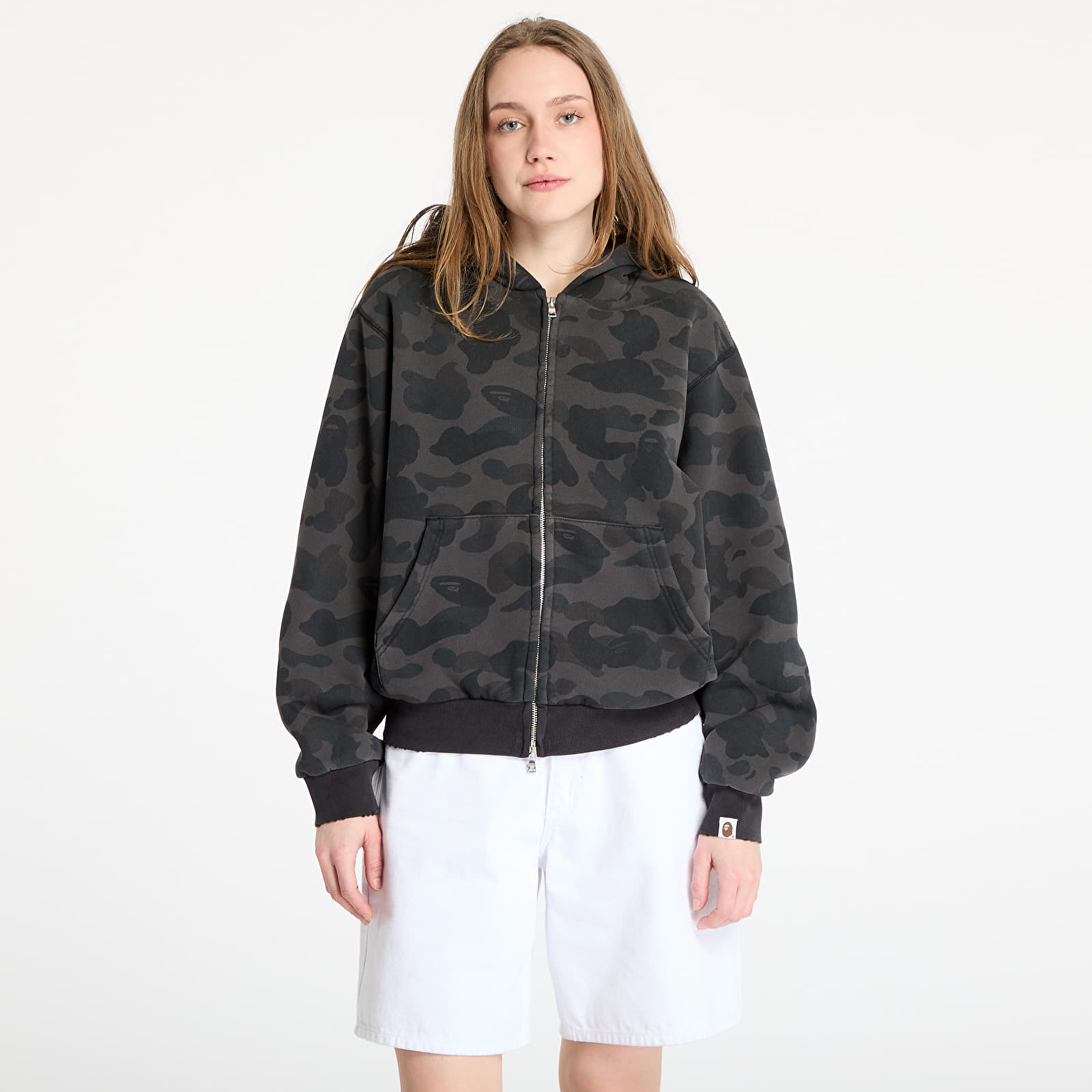 Men's hoodies A BATHING APE 1St Camo Heavy Wash Cropped Fit Zip Hoodie UNISEX Black