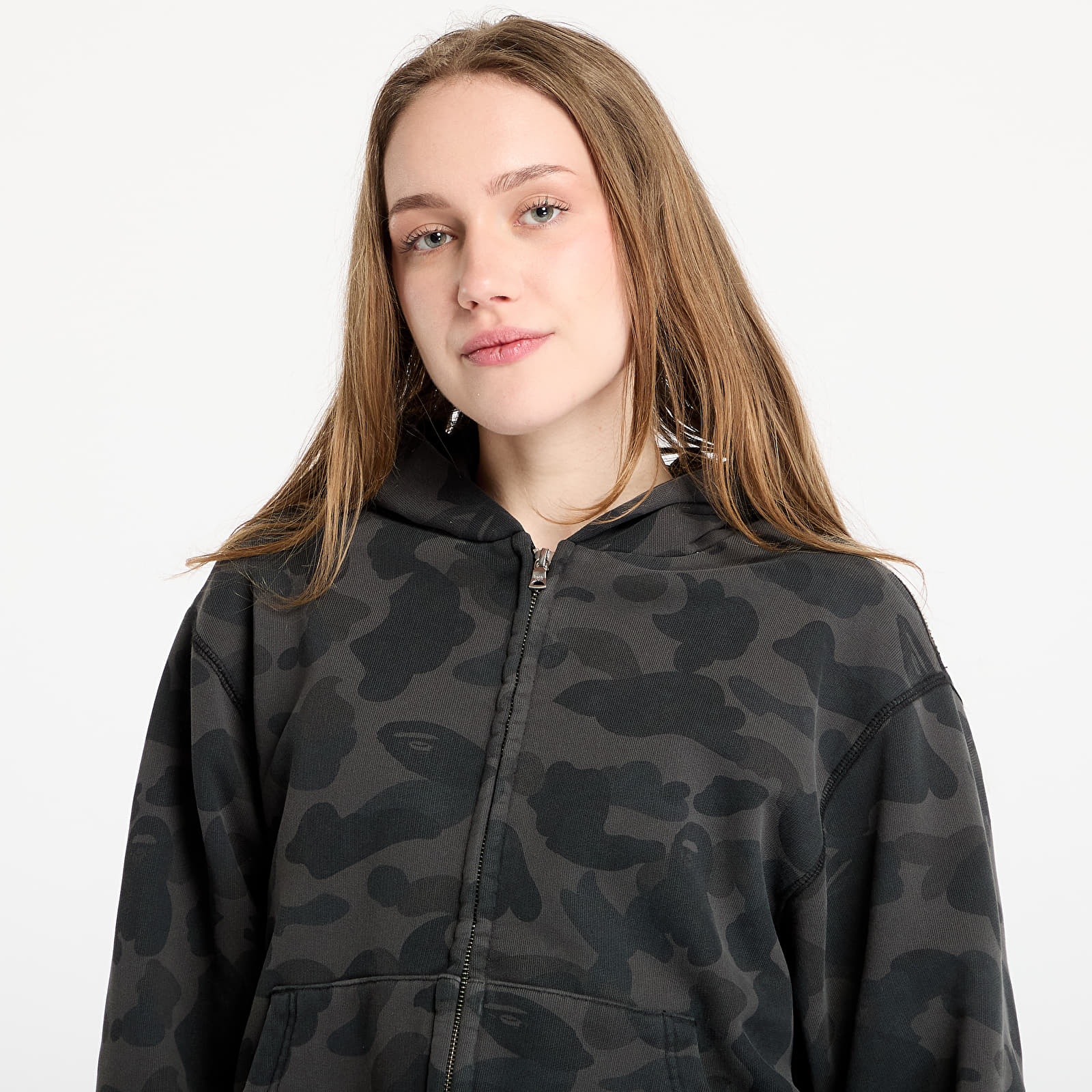 Men's hoodies A BATHING APE 1St Camo Heavy Wash Cropped Fit Zip Hoodie UNISEX Black