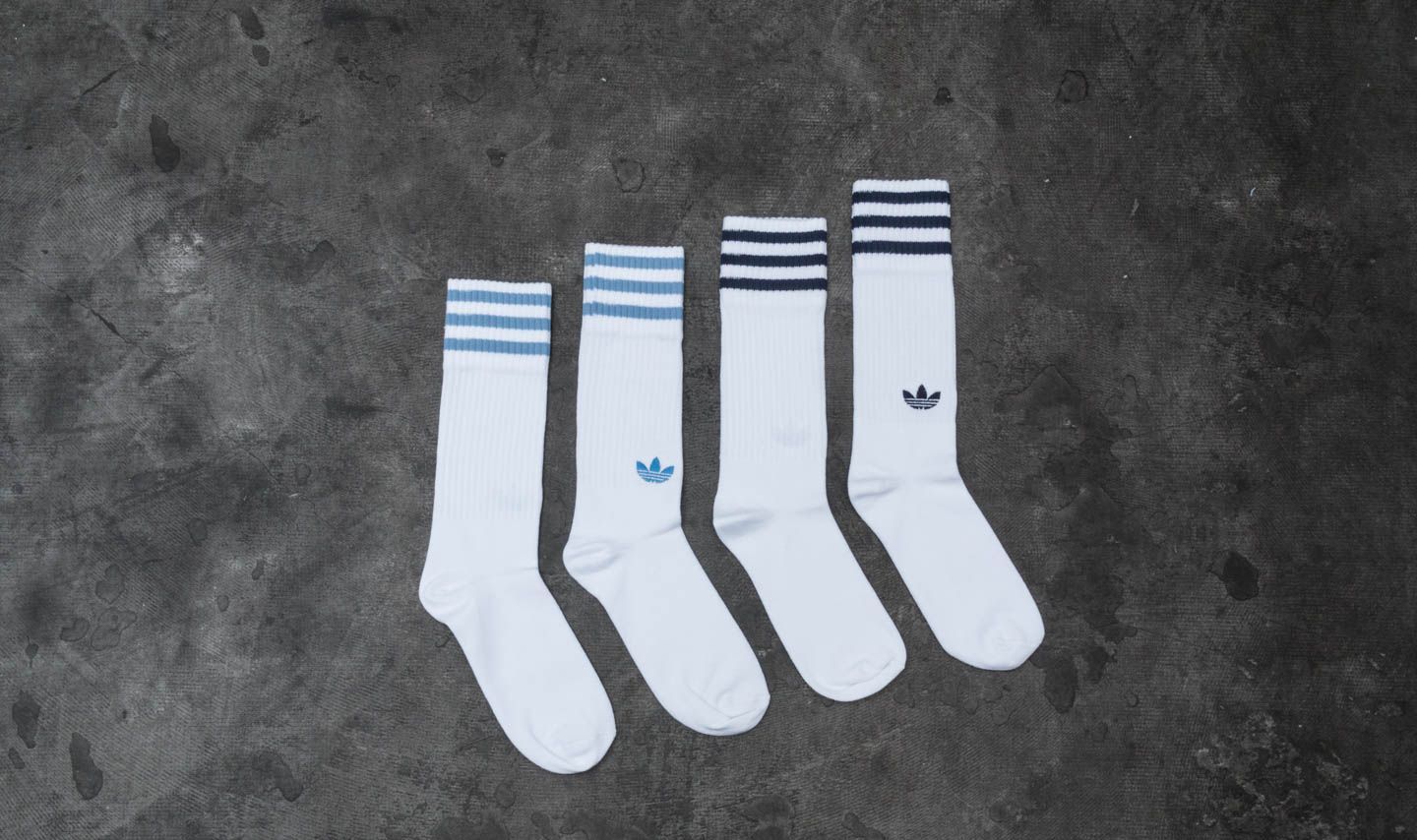Ponožky adidas Solid 2 Pack Crew Socks White/ Ash Blue/ Collegiate Navy