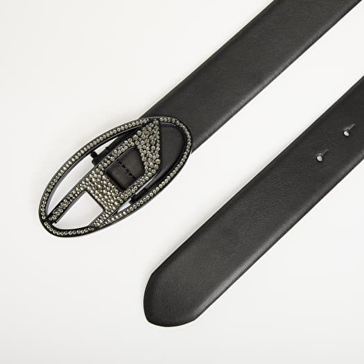DIESEL　BELT　80　B-1DR-LAYER STRASS　X10305 Diesel Oval D Logo B-1DR-Layer Strass Belt Unisex Belt Black