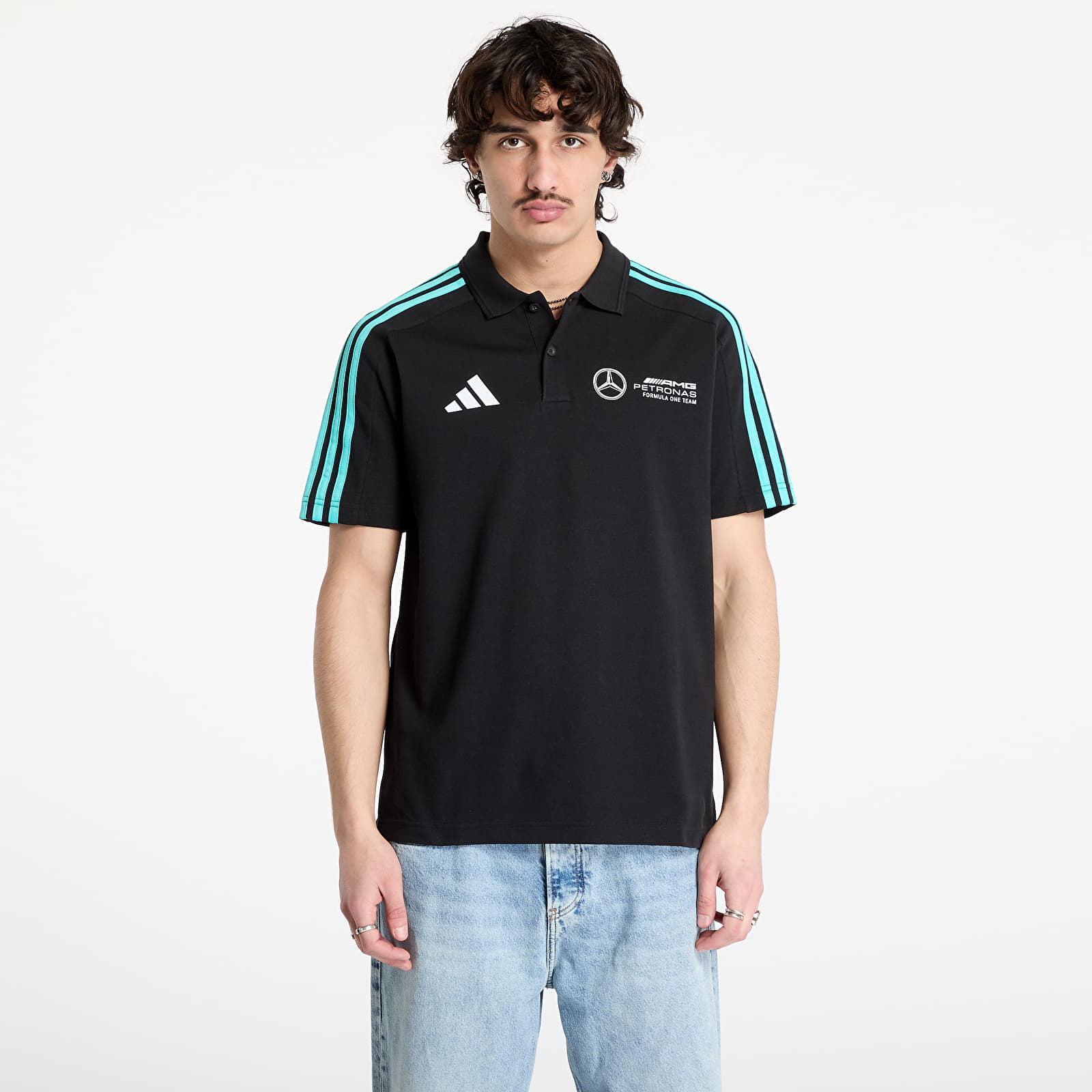 Polo trička adidas Mercedes - Amg Petronas Formula One Team Dna Polo Men Black/ Black/ White