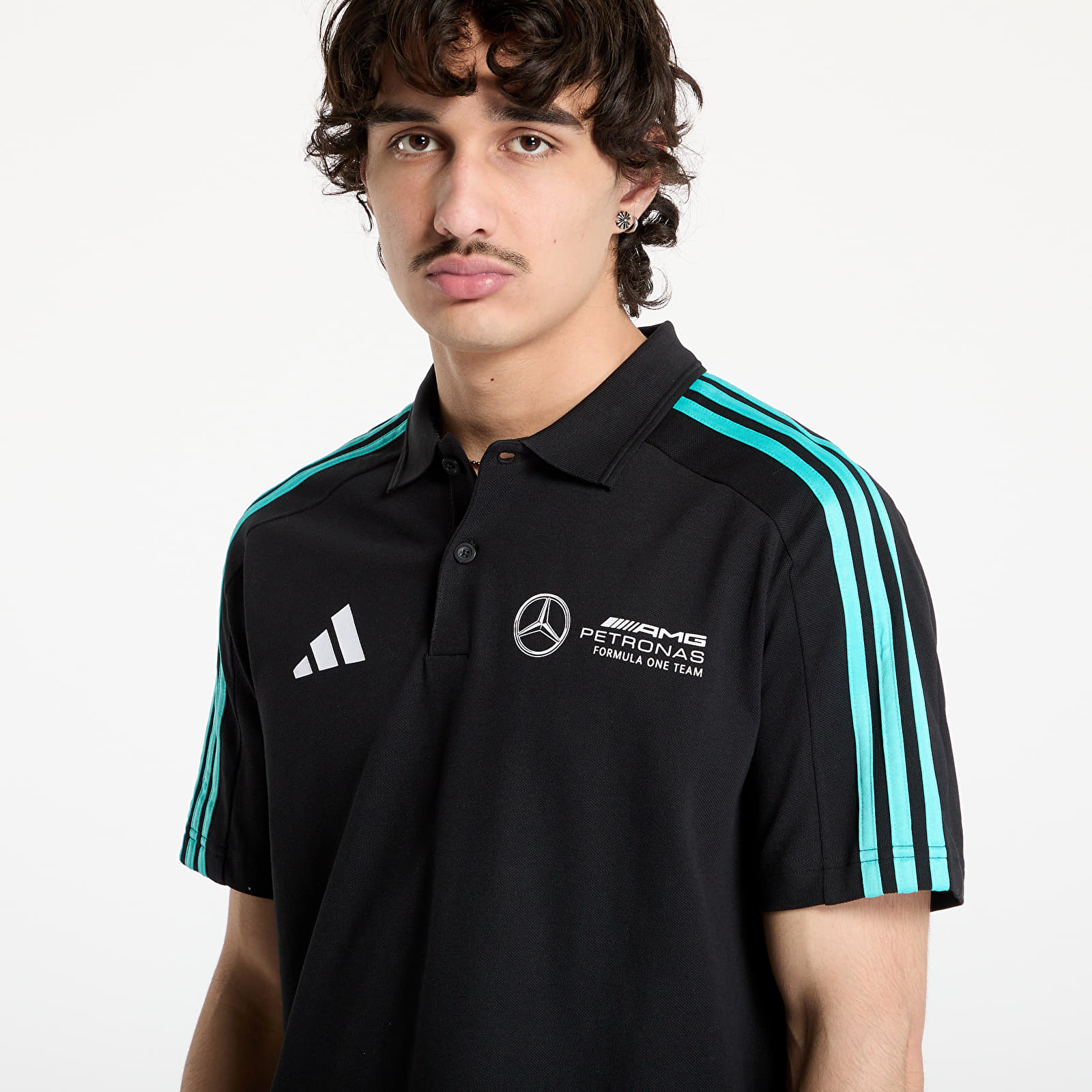 Polo trička adidas Mercedes - Amg Petronas Formula One Team Dna Polo Men Black/ Black/ White