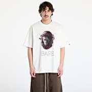 A BATHING APE Garment Dye Rhinestone Ape Head Relaxed Fit Tee UNISEX Ivory