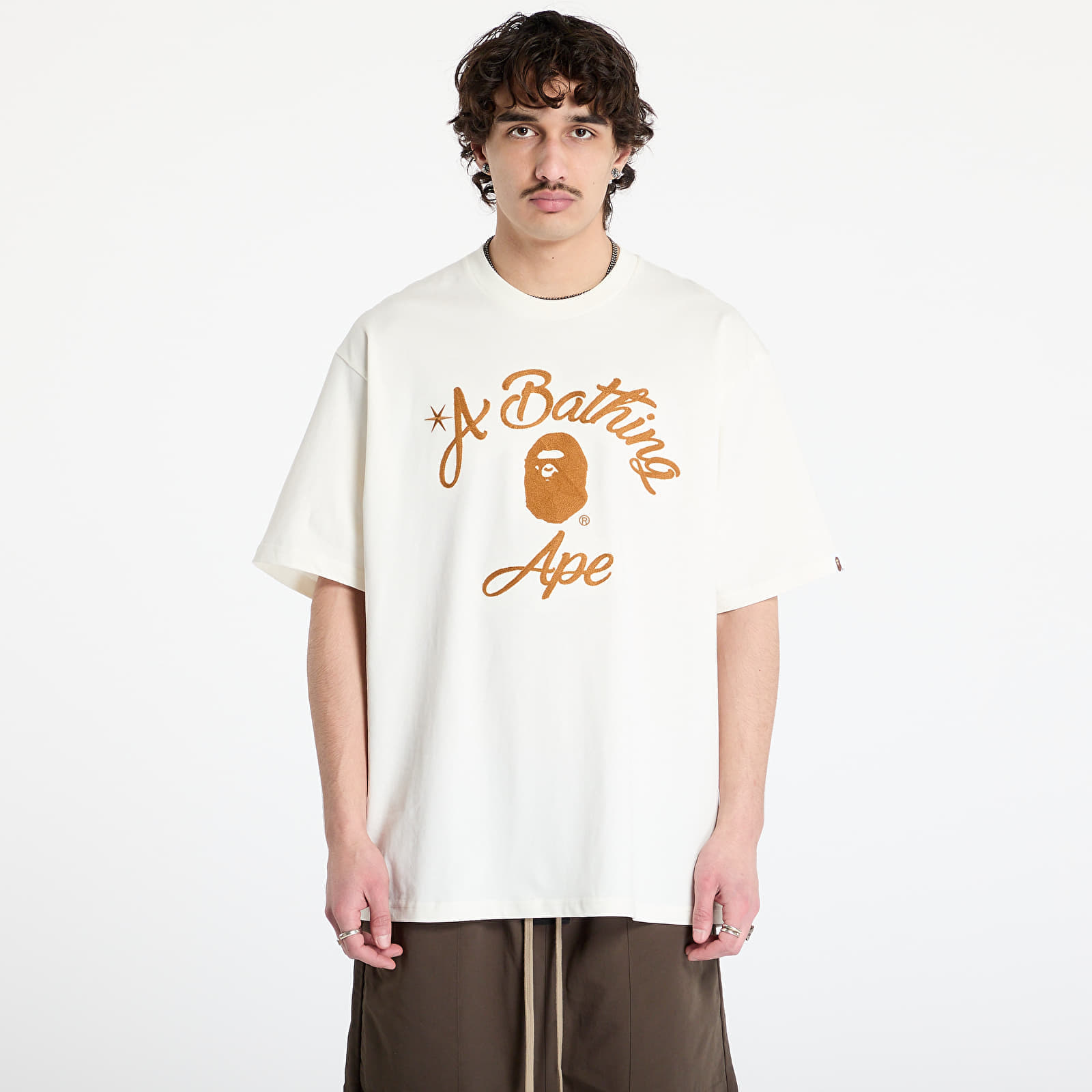 Tricou A BATHING APE Chain Stitch College Relaxed Fit Tee UNISEX Ivory M