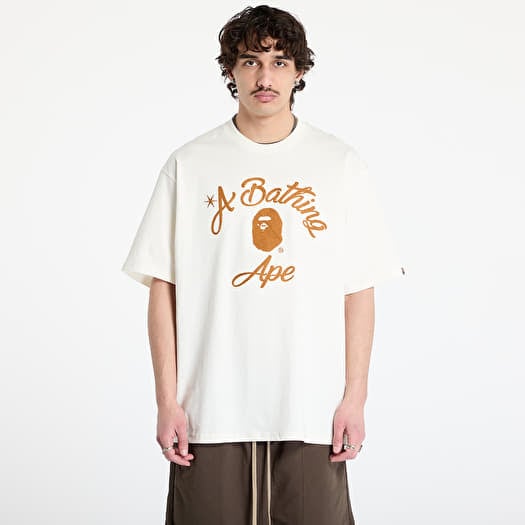 Tričko A BATHING APE Chain Stitch College Relaxed Fit Tee UNISEX Ivory