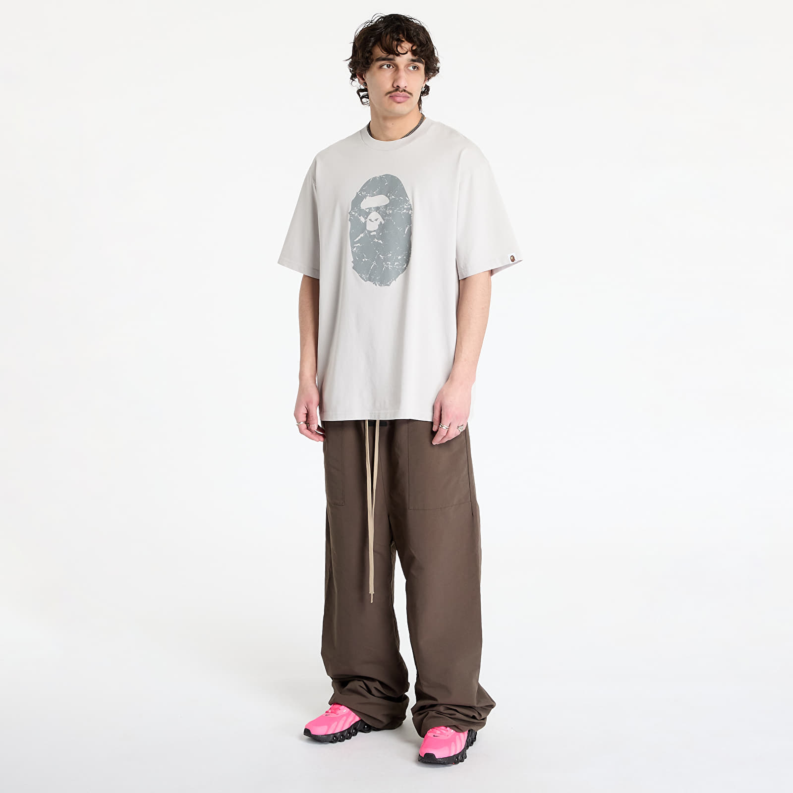 Men's T-shirts A BATHING APE Heavy Washed Ape Head Relaxed Fit Tee UNISEX Gray
