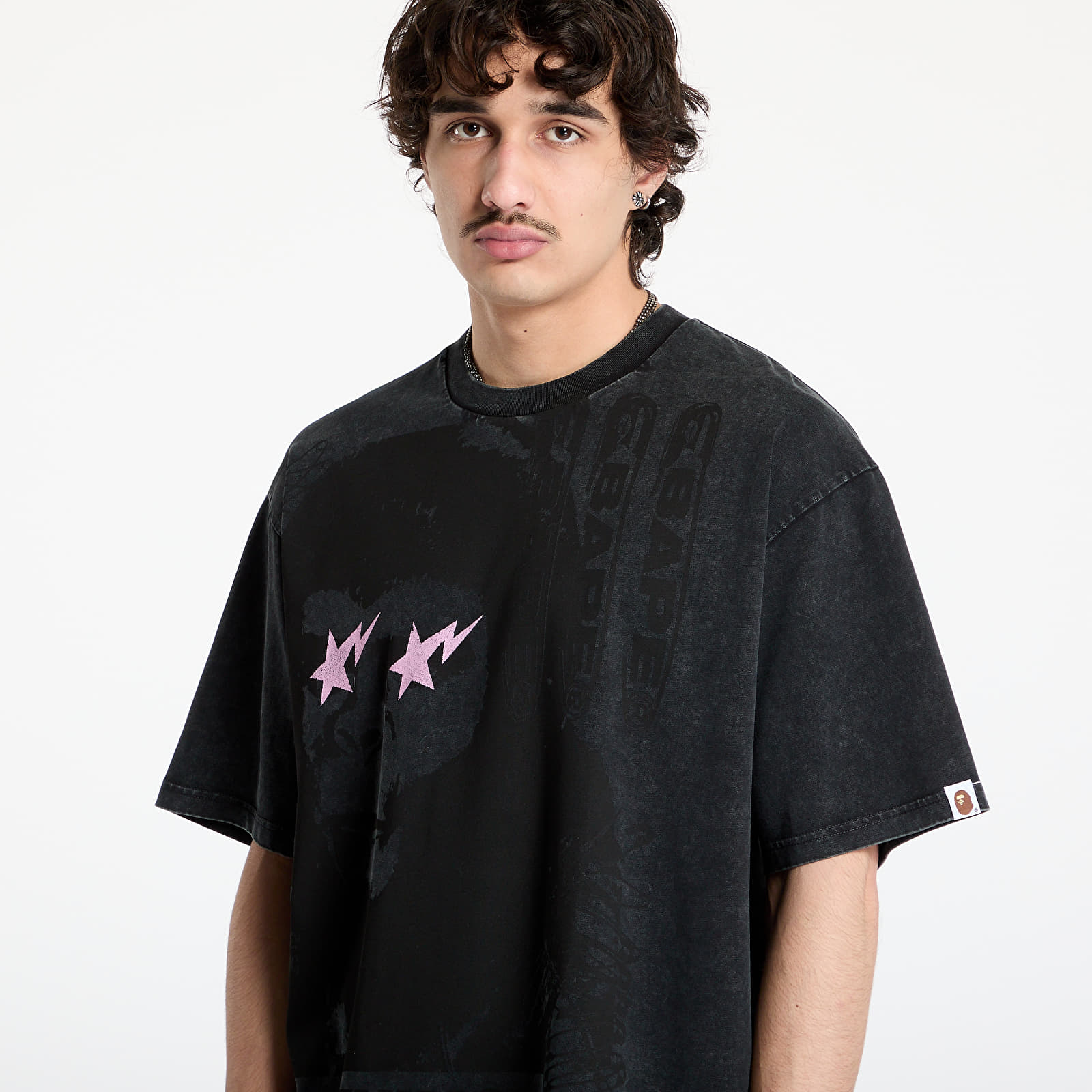 Pánská trička A BATHING APE Garment Dye Multi Logo Relaxed Fit Tee Black