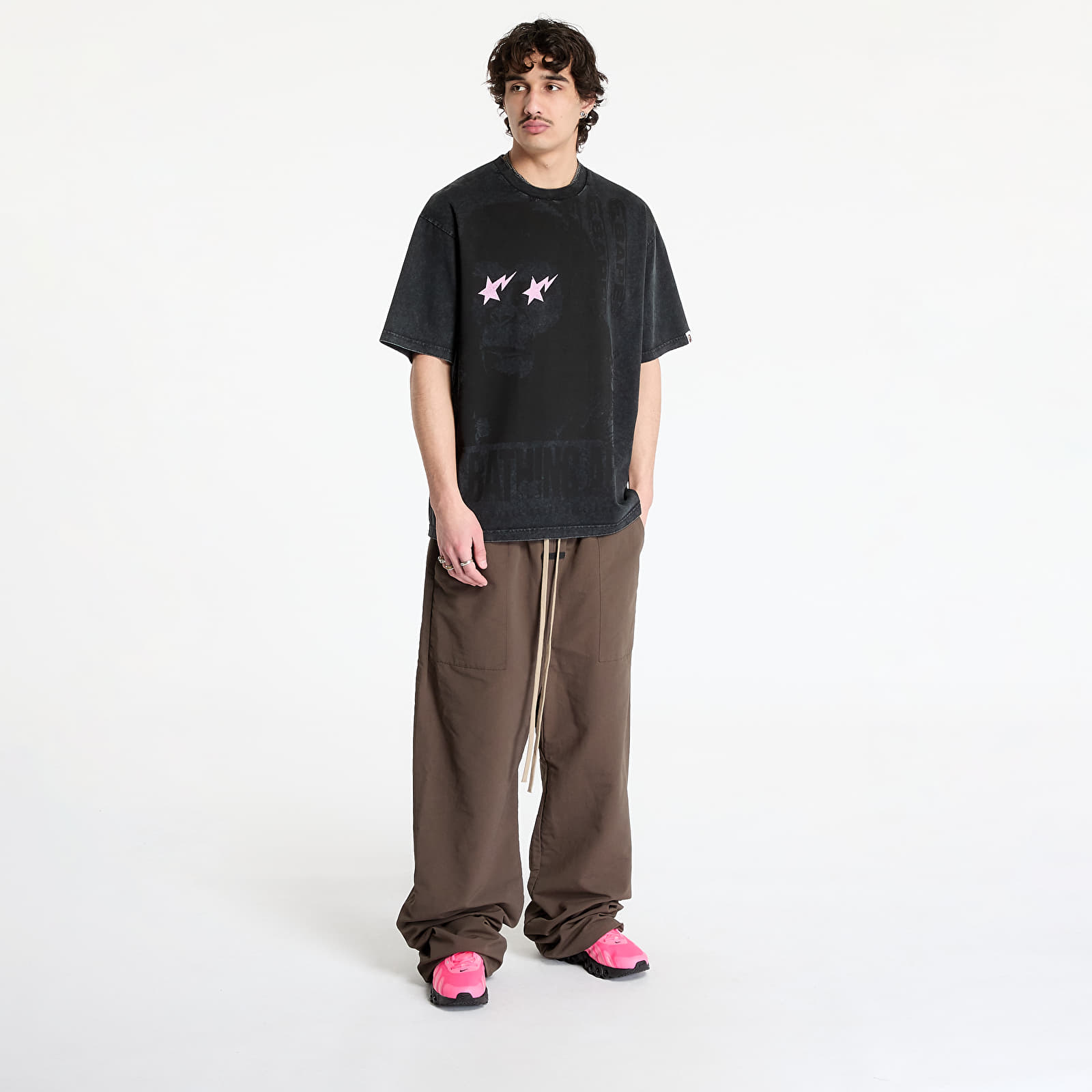 Pánská trička A BATHING APE Garment Dye Multi Logo Relaxed Fit Tee Black