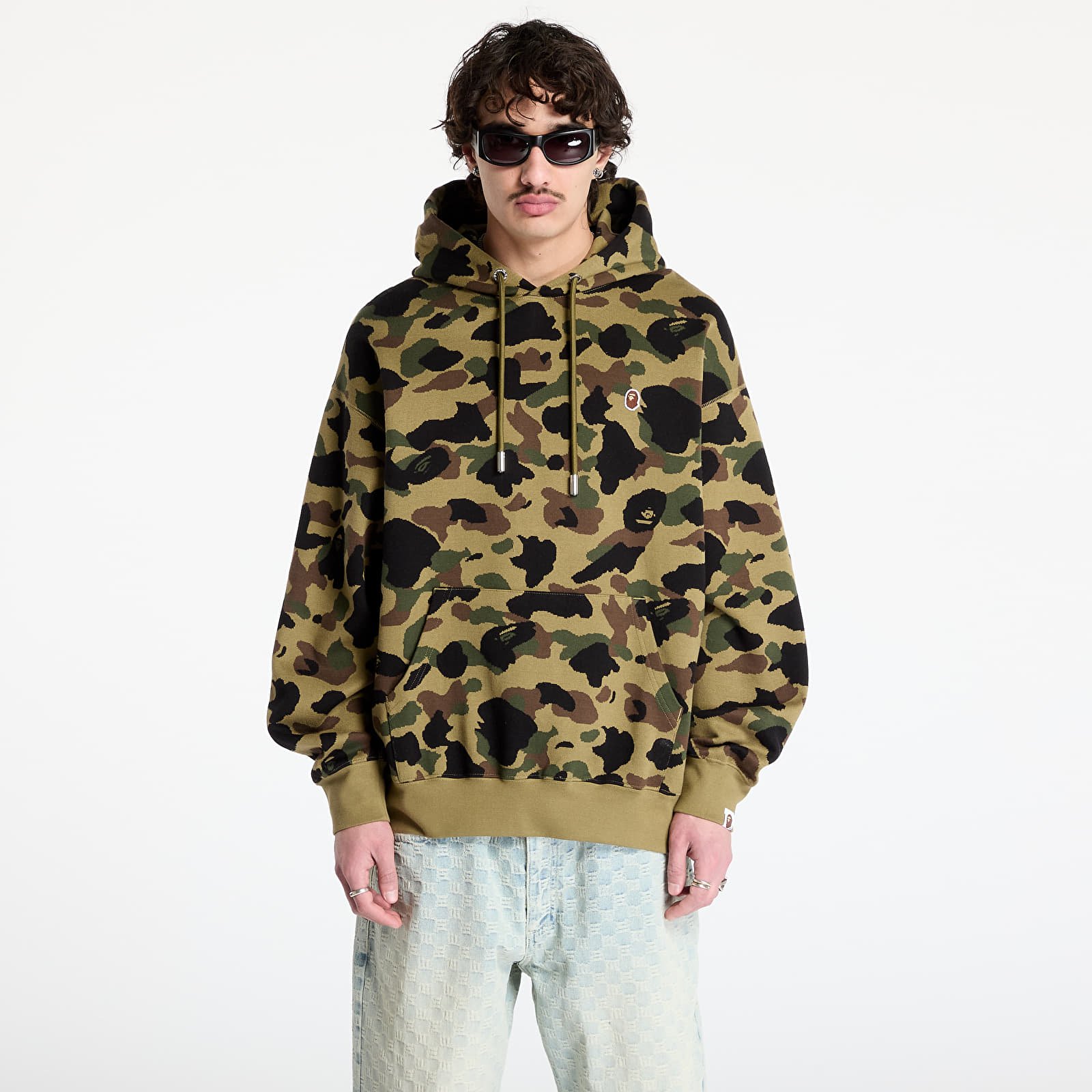 Men's hoodies A BATHING APE 1St Camo Jacquard One Point Relaxed Fit Pullover Hoodie UNISEX Green