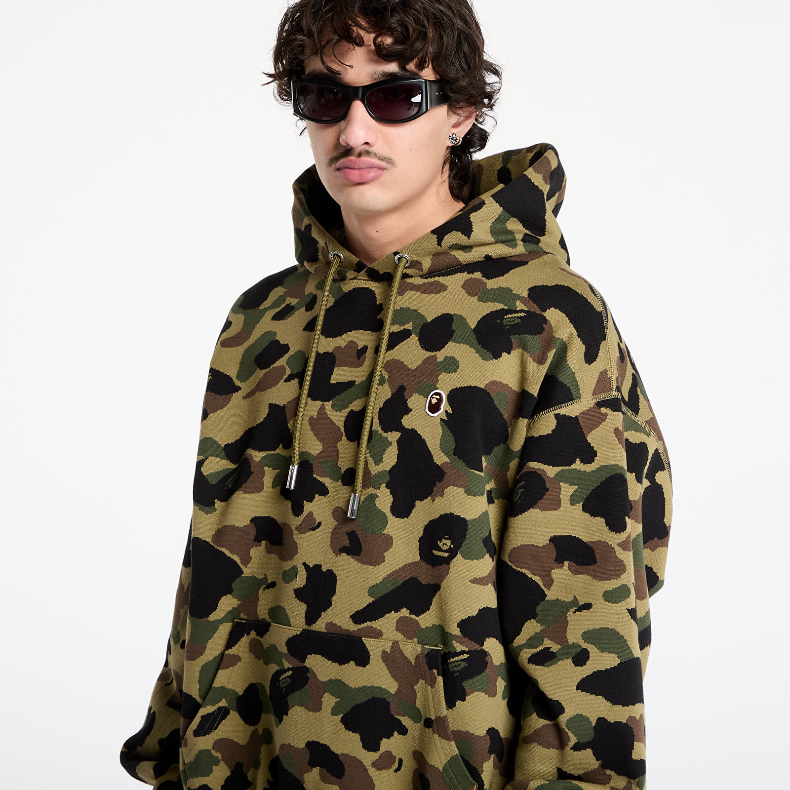 Men's hoodies A BATHING APE 1St Camo Jacquard One Point Relaxed Fit Pullover Hoodie UNISEX Green