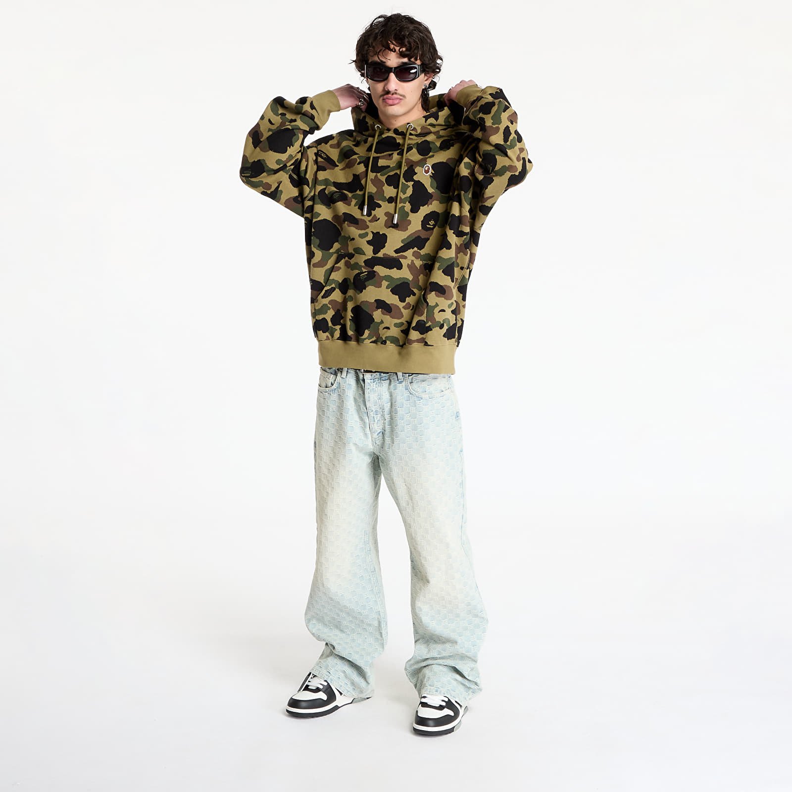 Men's hoodies A BATHING APE 1St Camo Jacquard One Point Relaxed Fit Pullover Hoodie UNISEX Green