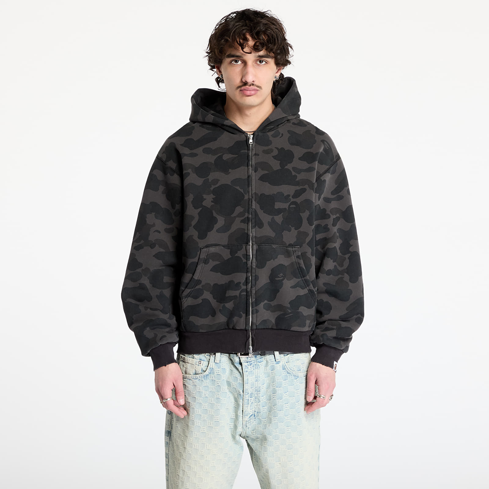 Men's hoodies A BATHING APE 1St Camo Heavy Wash Cropped Fit Zip Hoodie UNISEX Black