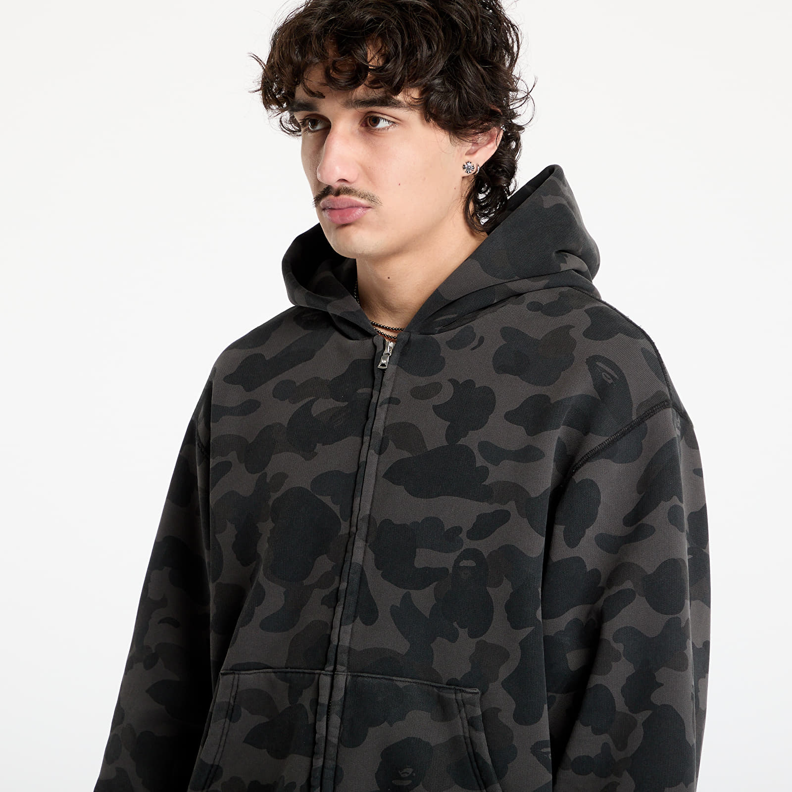 Men's hoodies A BATHING APE 1St Camo Heavy Wash Cropped Fit Zip Hoodie UNISEX Black