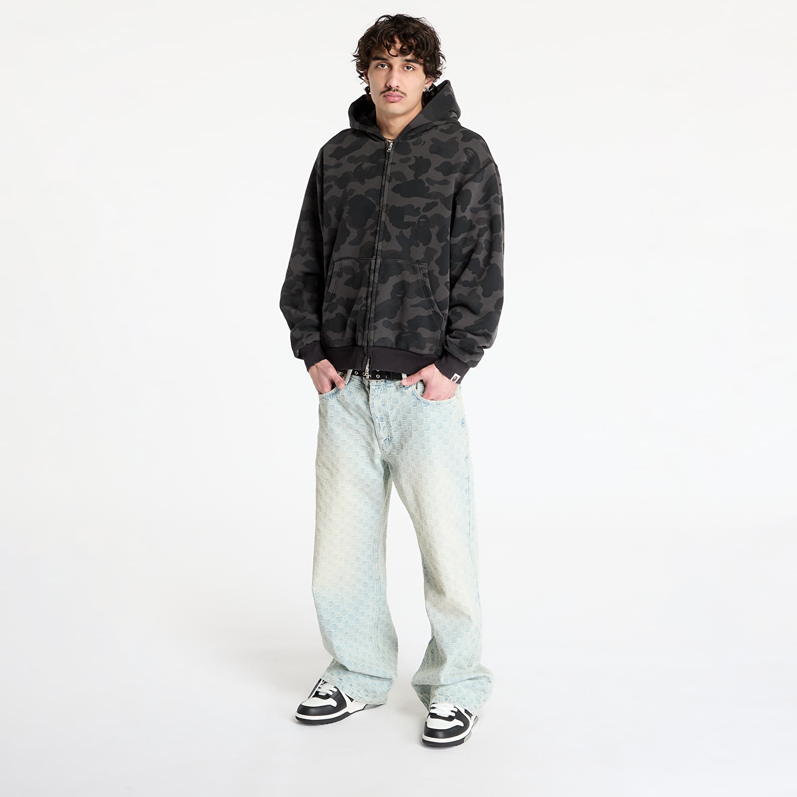 Men's hoodies A BATHING APE 1St Camo Heavy Wash Cropped Fit Zip Hoodie UNISEX Black