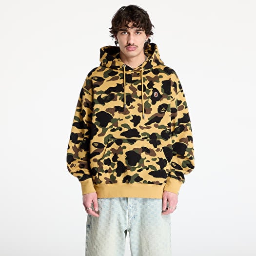 A BATHING APE 1St Camo Jacquard One Point Relaxed Fit Pullover Hoodie UNISEX Yellow