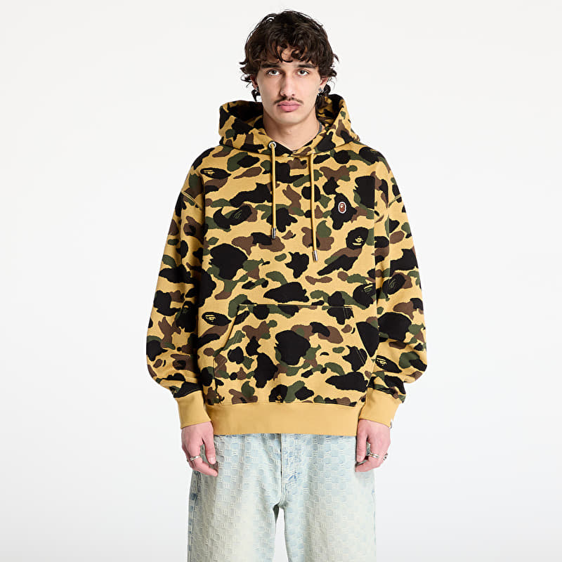 Mikina A BATHING APE 1St Camo Jacquard One Point Relaxed Fit Pullover Hoodie UNISEX Yellow