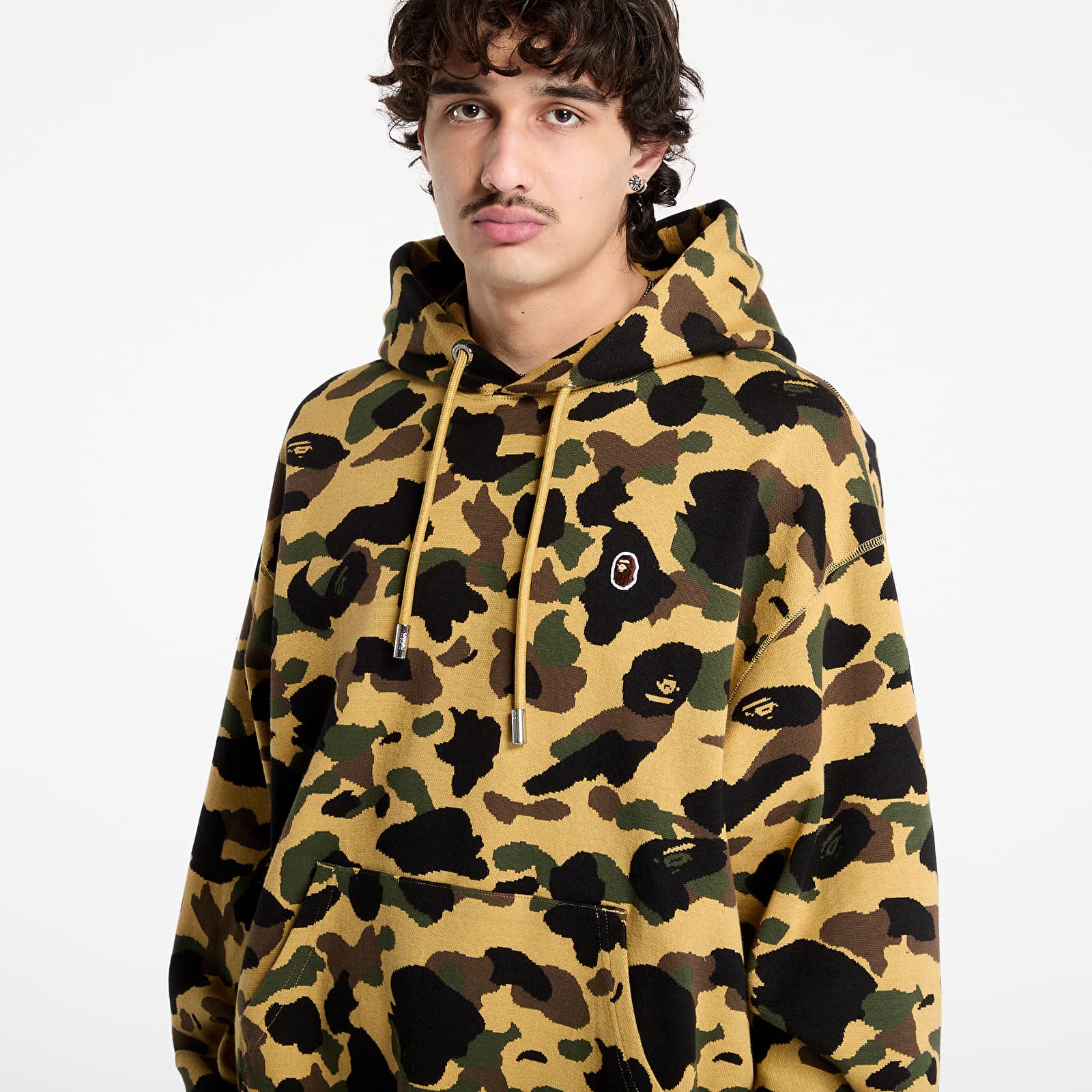 Pánske mikiny A BATHING APE 1St Camo Jacquard One Point Relaxed Fit Pullover Hoodie UNISEX Yellow
