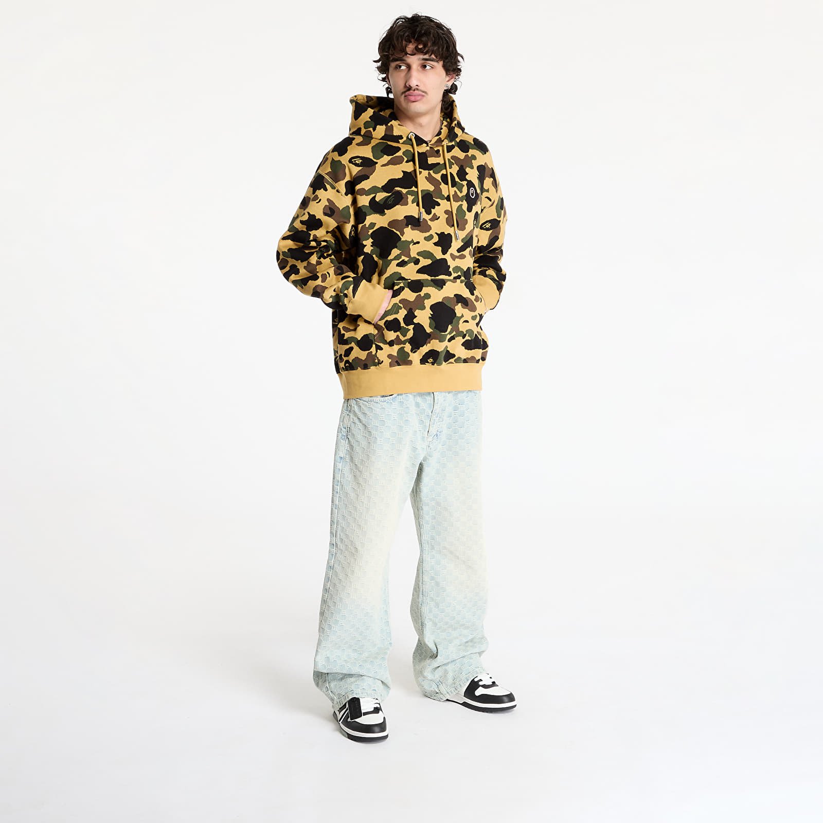 Pánske mikiny A BATHING APE 1St Camo Jacquard One Point Relaxed Fit Pullover Hoodie UNISEX Yellow