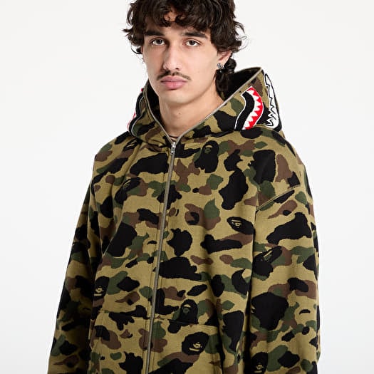 人気 ブランド チェック Men's Relaxed Shark Jacquard Camo 1St APE BATHING A hoodies トップス