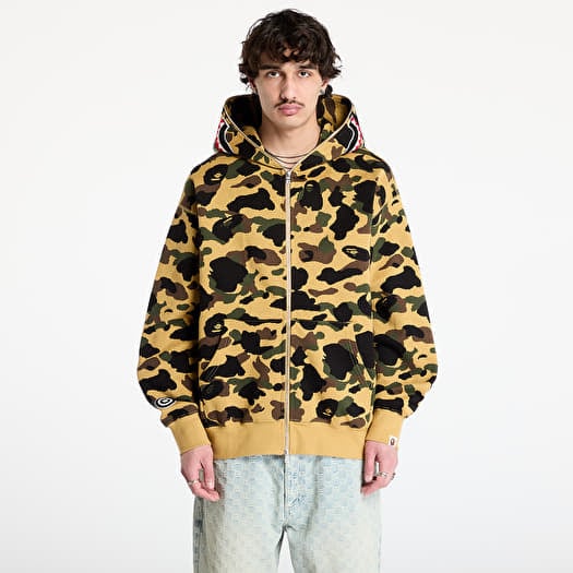 A BATHING APE 1St Camo Jacquard Shark Relaxed Fit Full Zip Hoodie UNISEX Yellow