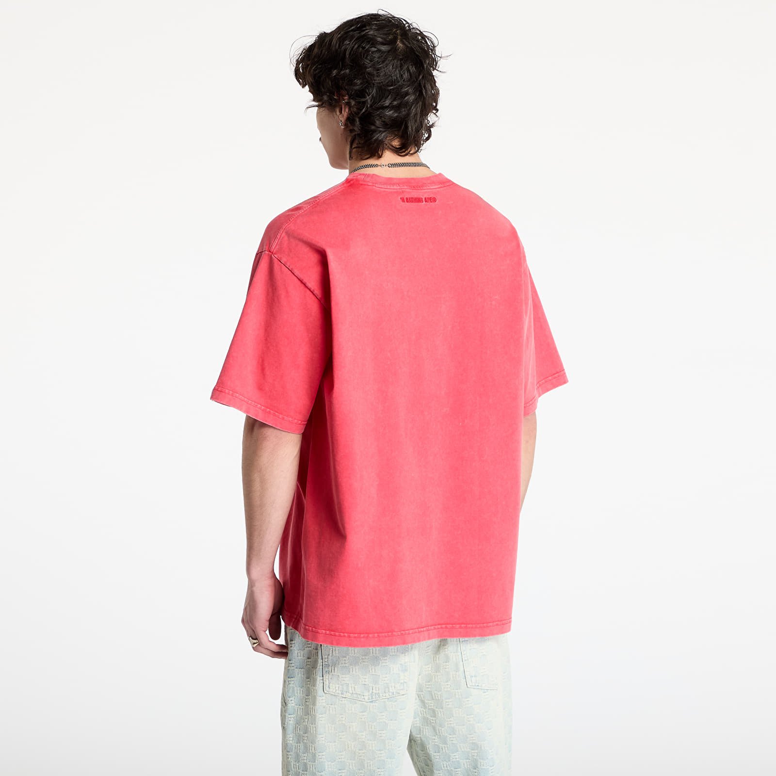 Men's T-shirts A BATHING APE Garment Dye Rhinestone Ape Head Relaxed Fit Tee UNISEX Red