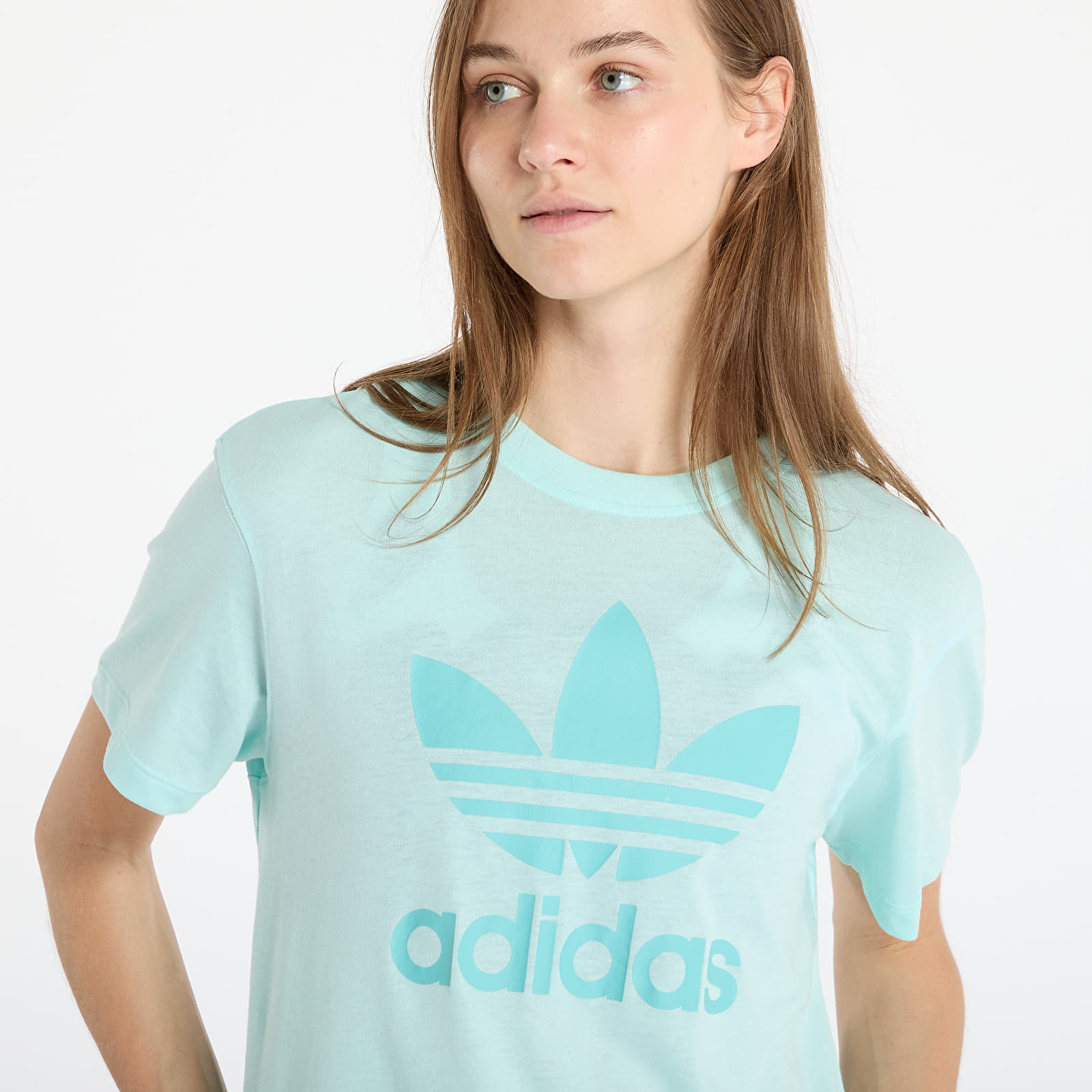 Women's T-shirts adidas Adicolor Trefoil Tee Boxy Semi Flash Aqua