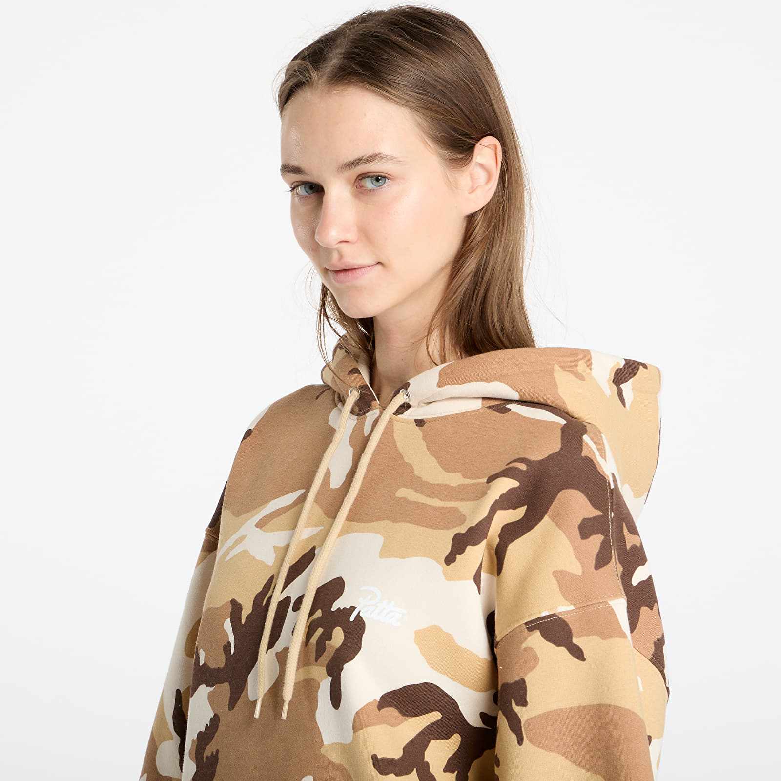 Sweatjacken und Sweatshirts Patta Bark Woodland Camo Boxy Hooded Sweater UNISEX Sand Dollar