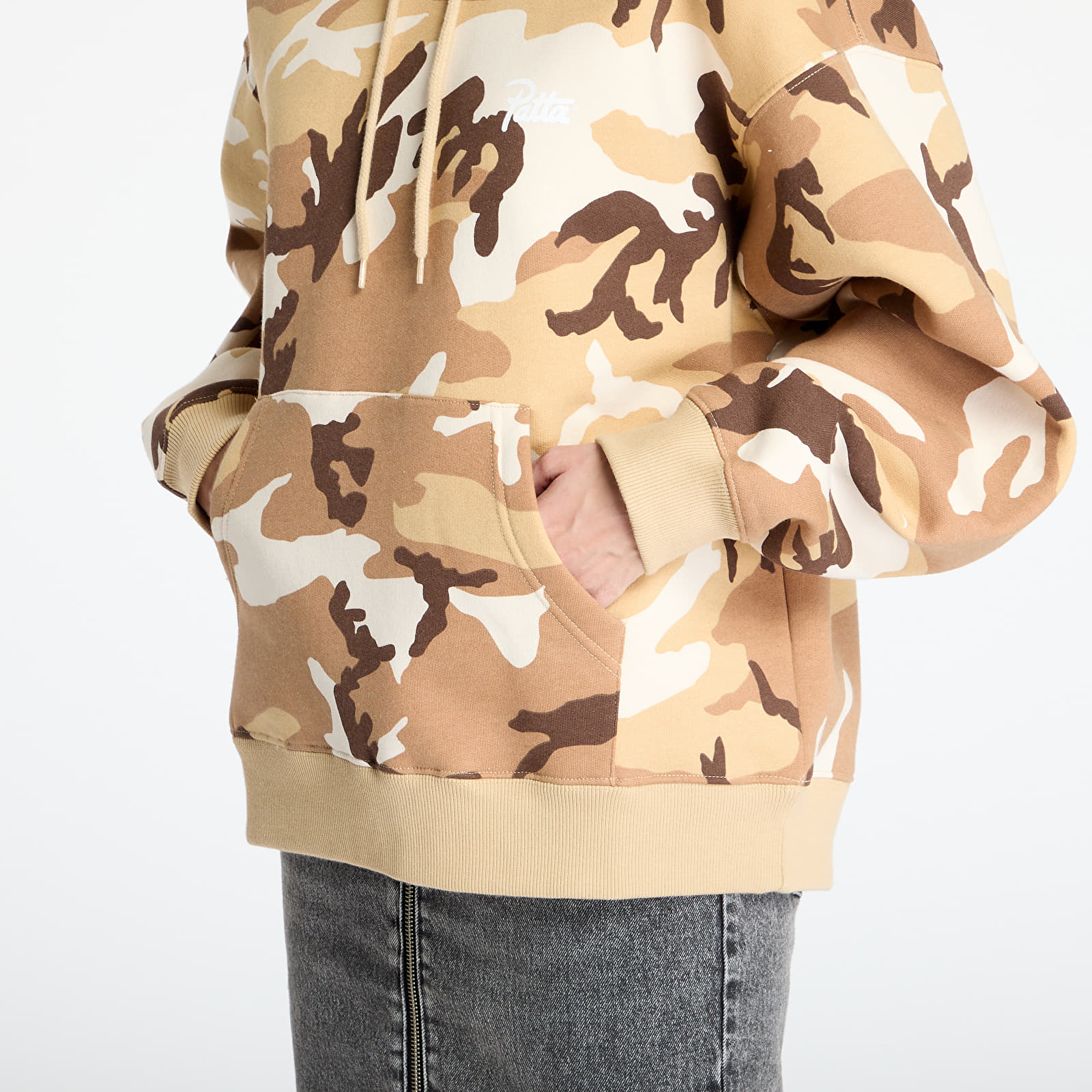 Sweatjacken und Sweatshirts Patta Bark Woodland Camo Boxy Hooded Sweater UNISEX Sand Dollar