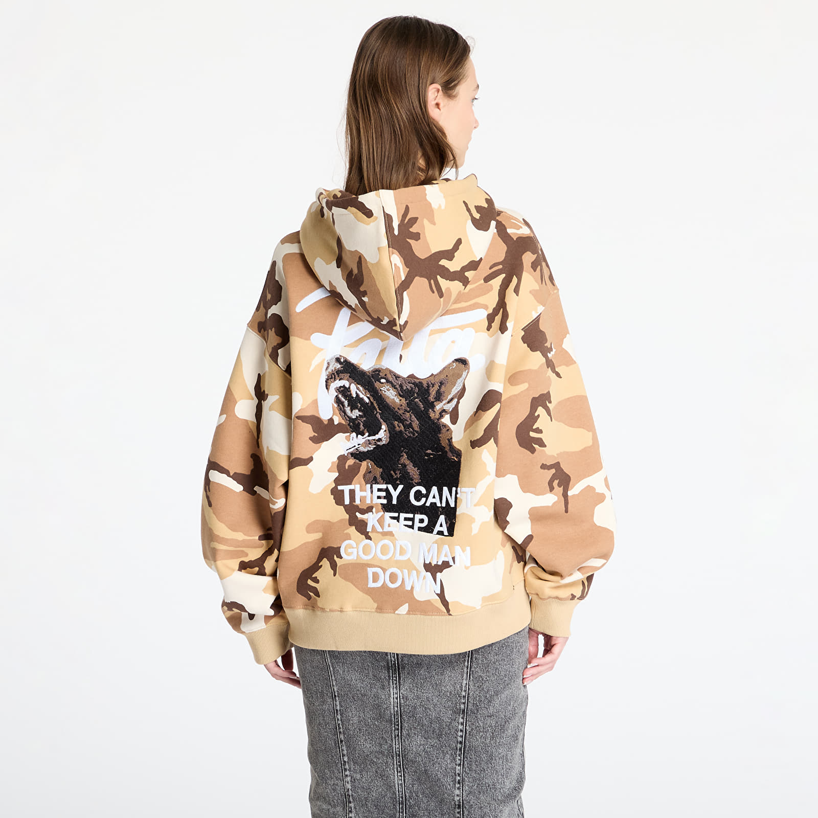 Sweatjacken und Sweatshirts Patta Bark Woodland Camo Boxy Hooded Sweater UNISEX Sand Dollar