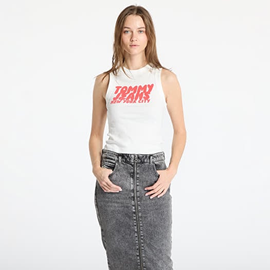 Majica s tankom Tommy Jeans Slim Sh Tj Bubble Tee White