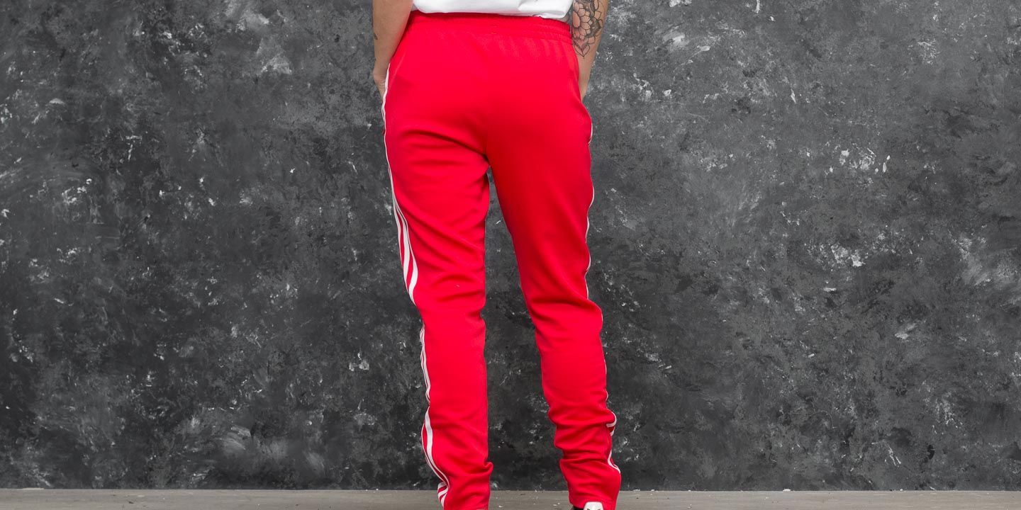 Adidas superstar track pants red hot sale