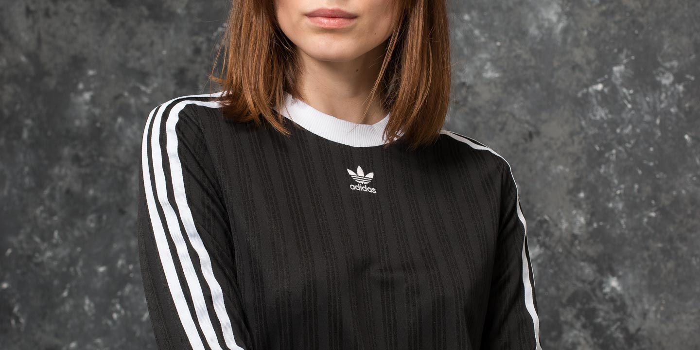 Marškinėliai adidas 3 Stripes Longsleeve Tee Black