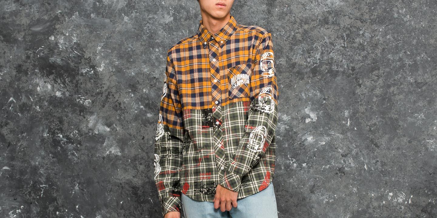 Camice Billionaire Boys Club Headline Cut & Sew Check Shirt Yellow Check