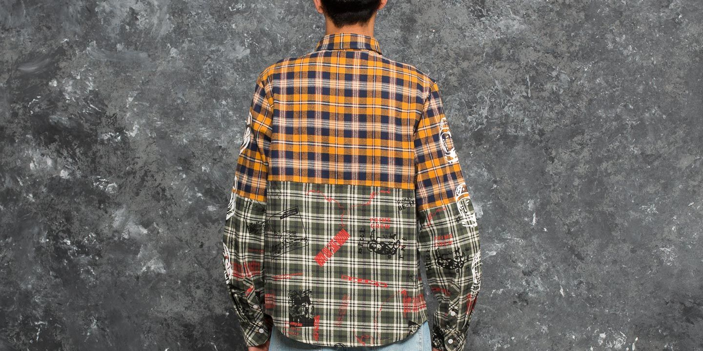Camice Billionaire Boys Club Headline Cut & Sew Check Shirt Yellow Check