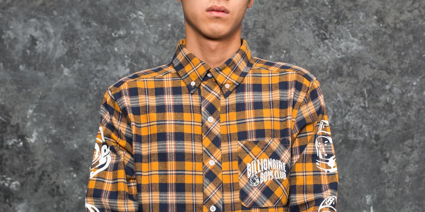 Camice Billionaire Boys Club Headline Cut & Sew Check Shirt Yellow Check