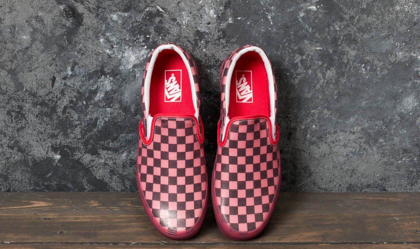 Pánské tenisky a boty Vans Classic Slip-On (Translucent Rubber) Hibiscus/ Checkerboad