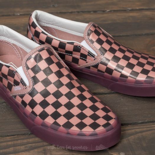 Checkerboard Vans Slip On Rubber Vans Classic Slip On Shoes Grey