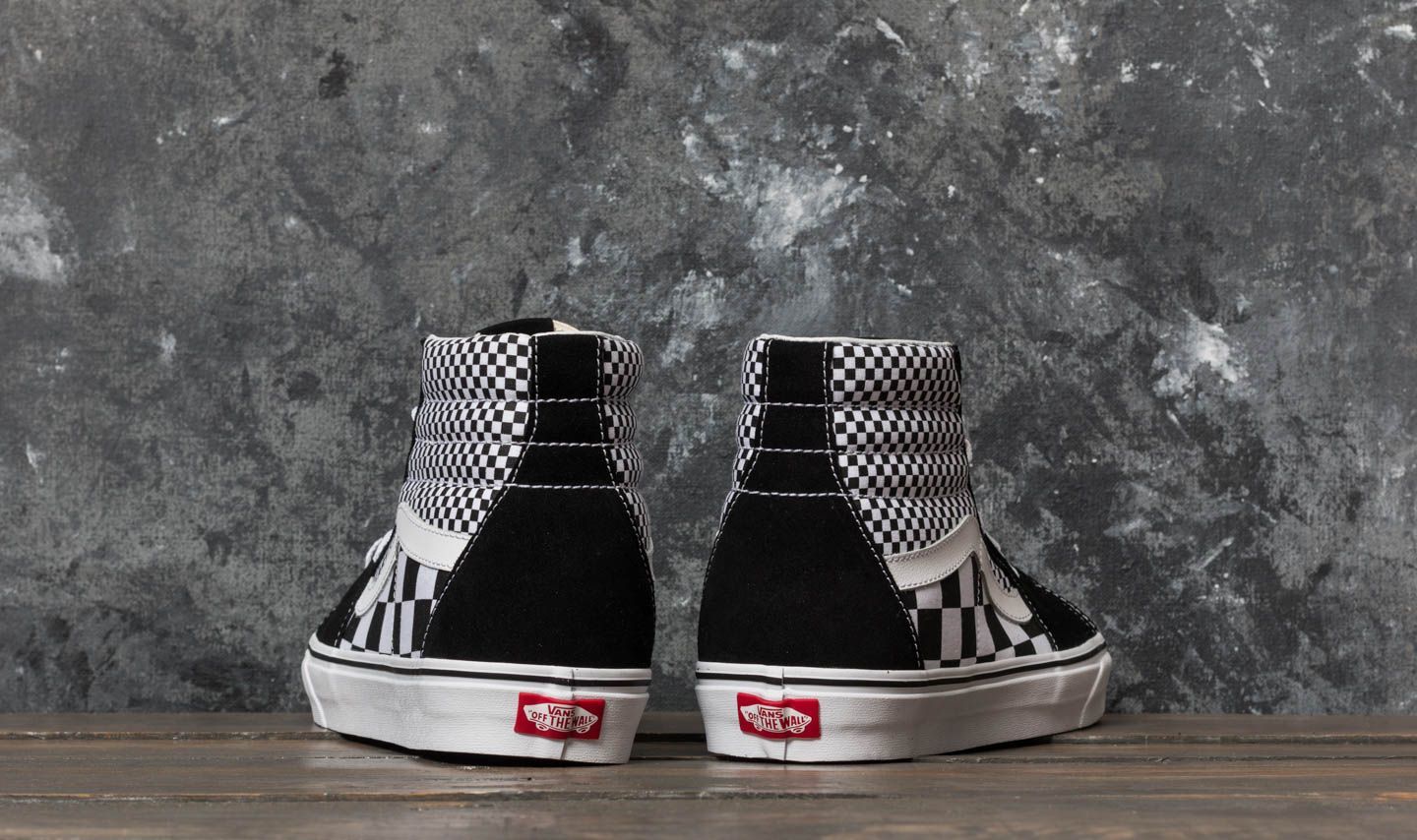 Mixed checkerboard vans high top best sale