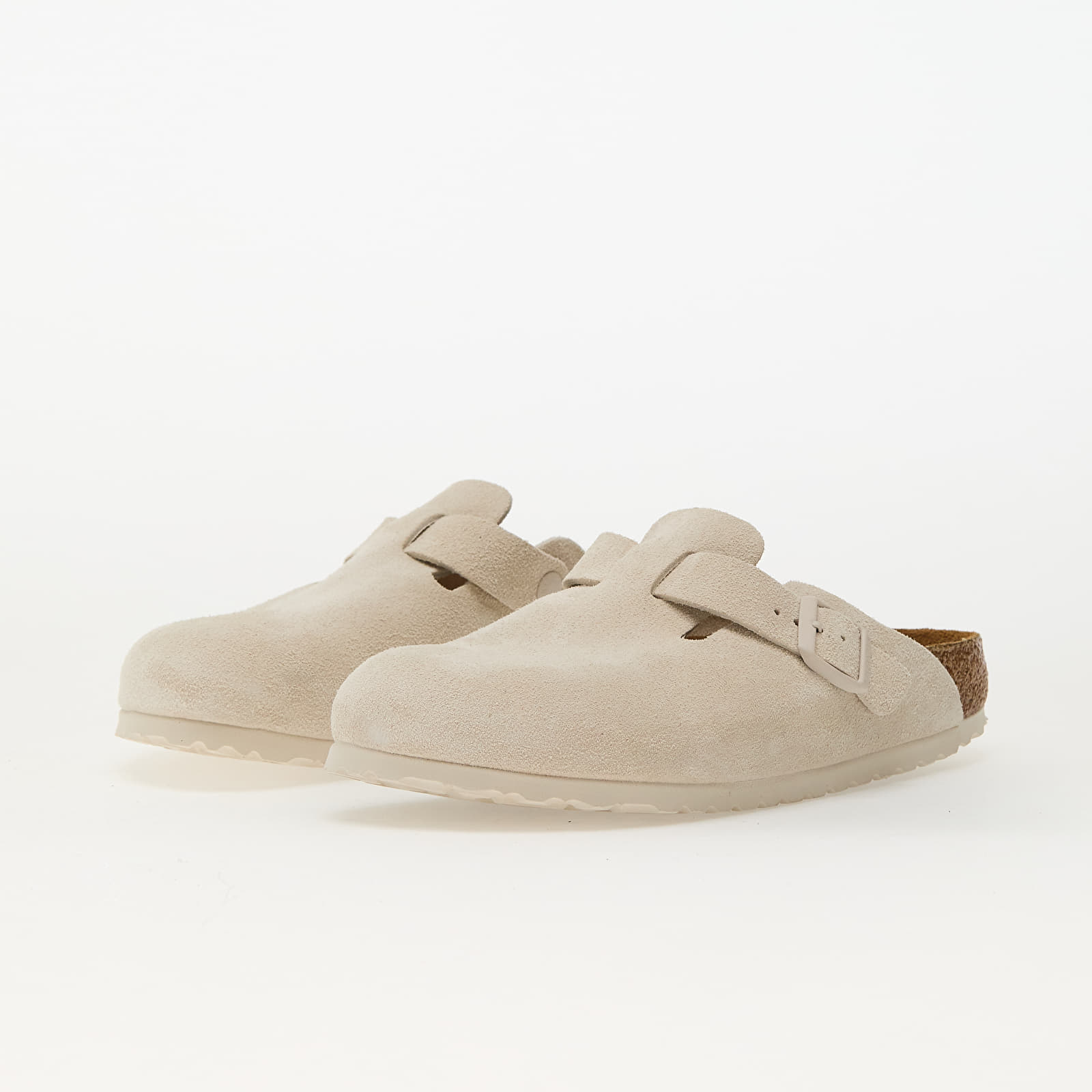 Naiste jalatsid Birkenstock Boston Soft Footbed Suede Leather Antique White