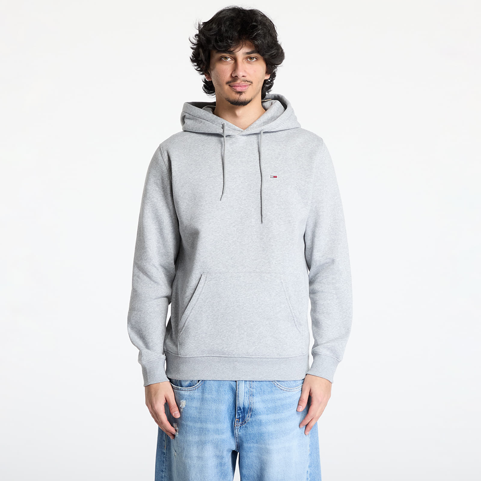 Mikiny Tommy Jeans Regular S Flag Hoodie Gray