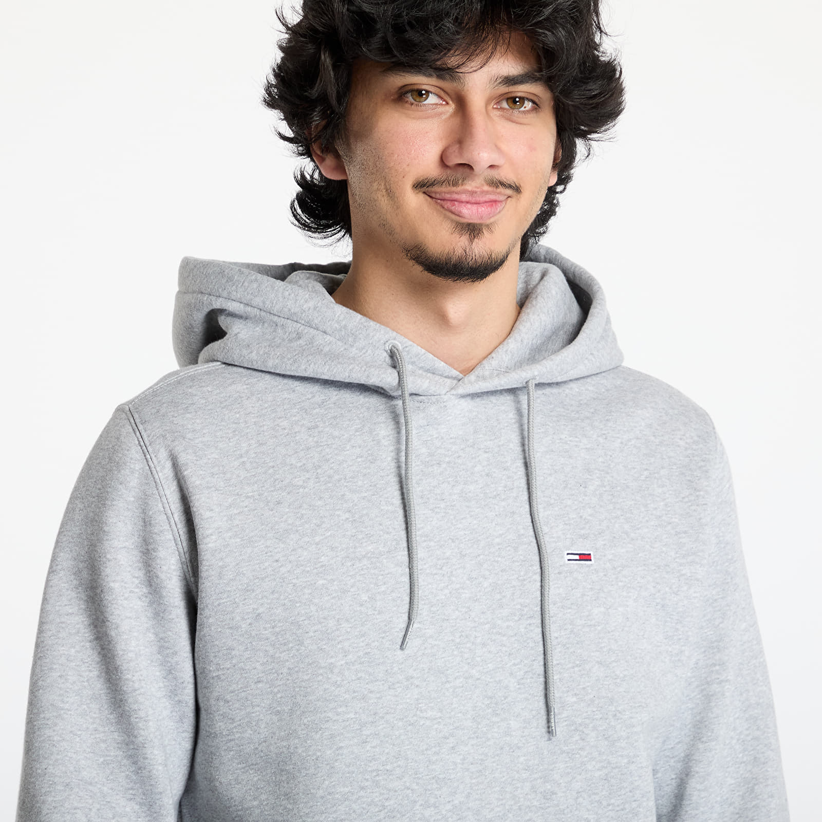 Mikiny Tommy Jeans Regular S Flag Hoodie Gray